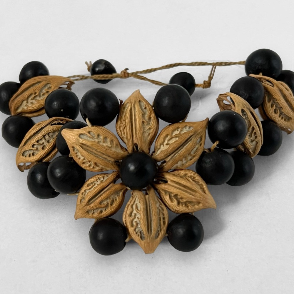 Brazil Cat's Claw Seed Bracelet Black Beaded Adjustable Boho Artisan Jewelry